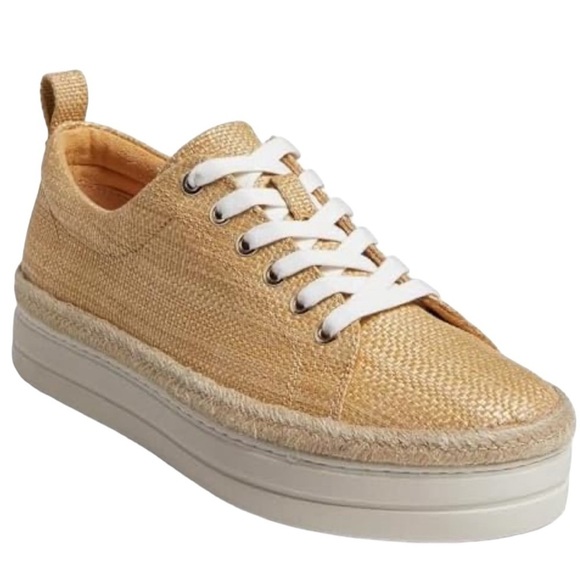 Jack Rogers Mia rattan platform low top lace up sneakers - Picture 1 of 10